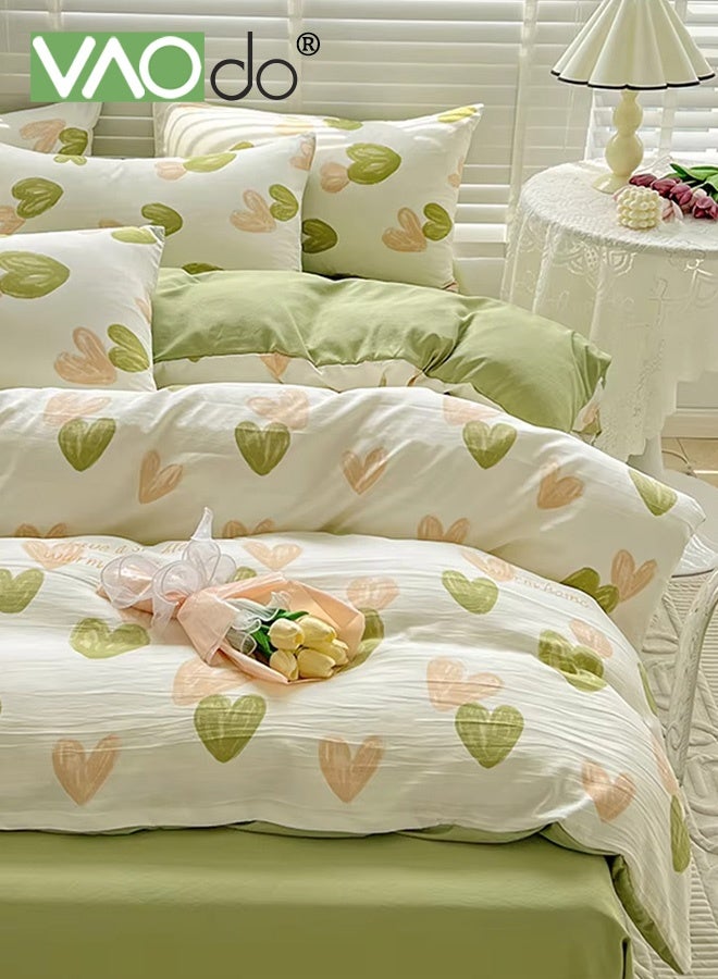 فاو دو مجموعة ملاءات سرير 4 قطع، من الألياف الدقيقة الناعمة - مجموعة لحاف مقاومة للانكماش والبهتان، مجموعة مفروشات سرير صديقة للبشرة، تشمل ملاءة سرير مجهزة وغطاء لحاف ووسادتين مقاس 200*230 سم - Image 2