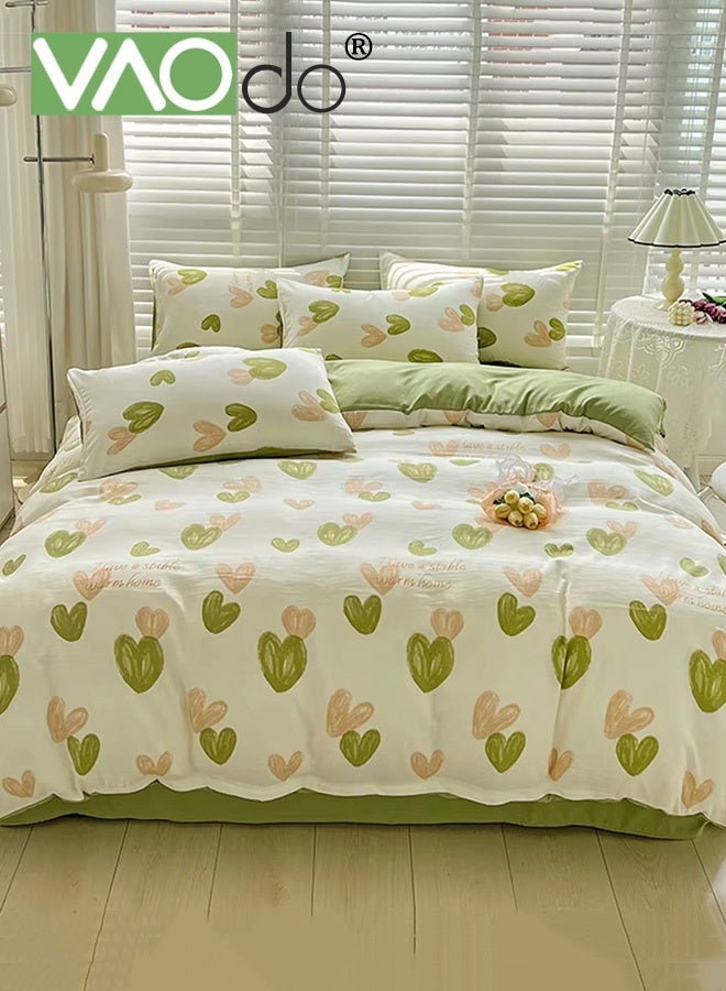 فاو دو مجموعة ملاءات سرير 4 قطع، من الألياف الدقيقة الناعمة - مجموعة لحاف مقاومة للانكماش والبهتان، مجموعة مفروشات سرير صديقة للبشرة، تشمل ملاءة سرير مجهزة وغطاء لحاف ووسادتين مقاس 200*230 سم - Image 1