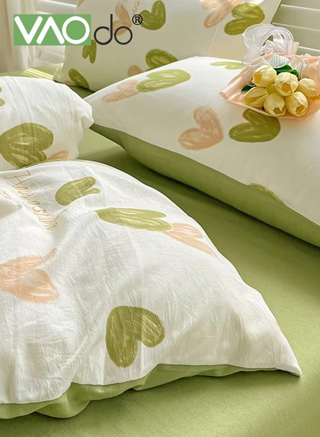 فاو دو مجموعة ملاءات سرير 4 قطع، من الألياف الدقيقة الناعمة - مجموعة لحاف مقاومة للانكماش والبهتان، مجموعة مفروشات سرير صديقة للبشرة، تشمل ملاءة سرير مجهزة وغطاء لحاف ووسادتين مقاس 200*230 سم - Image 3