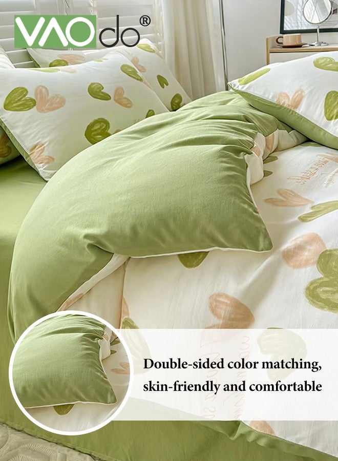 فاو دو مجموعة ملاءات سرير 4 قطع، من الألياف الدقيقة الناعمة - مجموعة لحاف مقاومة للانكماش والبهتان، مجموعة مفروشات سرير صديقة للبشرة، تشمل ملاءة سرير مجهزة وغطاء لحاف ووسادتين مقاس 200*230 سم - Image 5