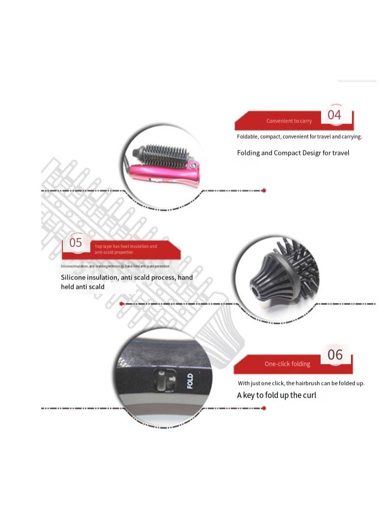 Folding Curling Iron Ceramic Electric Curling Comb Short Hair Comb Straight Hair Styling Tool Hair Care Travel Portable Curling Wand（red） - Image 5