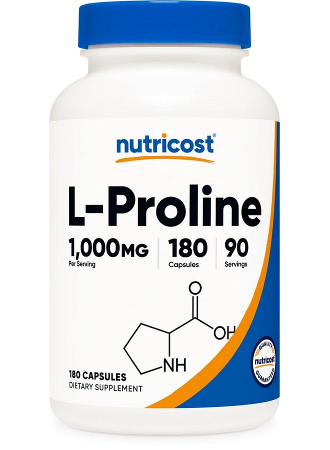 Nutricost L-Proline 1000mg, 180 Capsules (90 Servings) - 500mg Per Cap, Non-GMO, Gluten Free - Image 1