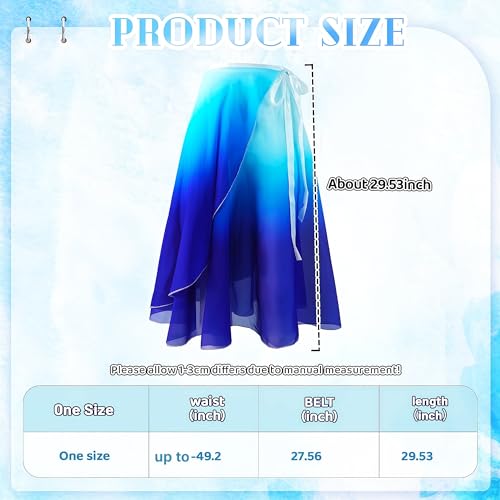 Baisdan Ballet Skirt for Women, Lyrical Dance Skirt, Wrap Skirts Mid-Calf Length, Flowy Chiffon Dance Outfit (One Size, 1 Pack, White Blue) - Image 3