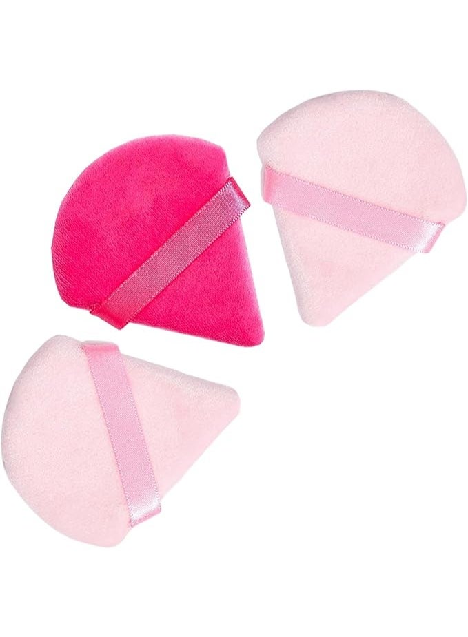 2 triangle Powder Puff for Face, 2 big Pieces Cotton Body Sponge Wedge Shape with Strap for Loose Powder, Soft, Reusable and Washable, Powder Puff for Under Eyes and Corners Used for Both Dry and Wet Makeup may vary color - Image 1
