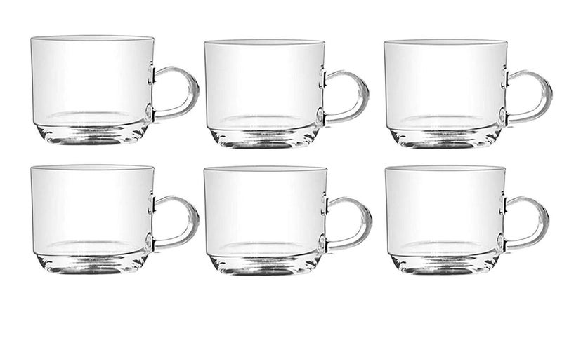 OANGO Classic Clear Glass Tea Cup and Mug Coffee Set of 6 160ml