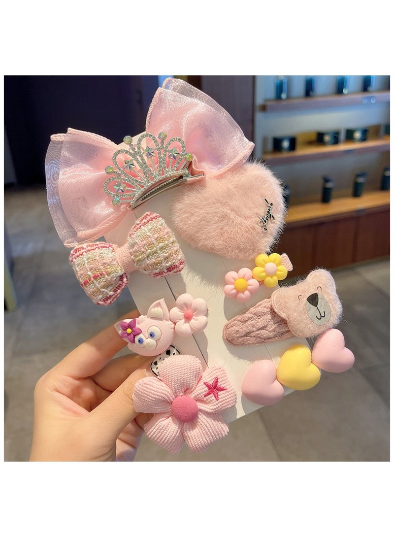 Folanry 16 Pcs Children knitted hairpin, Cute Crown Flower Hair Clips, Bow Hairpins,Fully Lined Barrettes, Small Clips Hair Accessories for Girls(Pink and Purple) - Image 2
