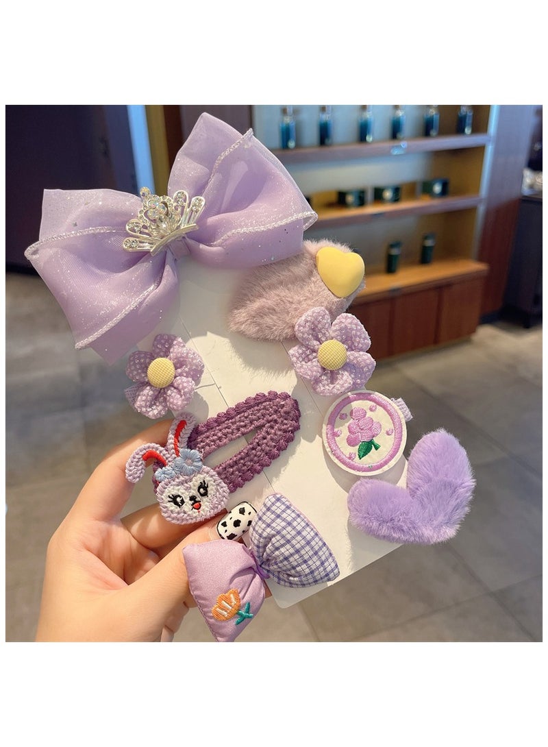 Folanry 16 Pcs Children knitted hairpin, Cute Crown Flower Hair Clips, Bow Hairpins,Fully Lined Barrettes, Small Clips Hair Accessories for Girls(Pink and Purple) - Image 3