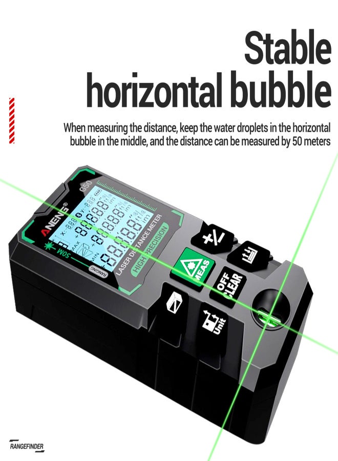 ANENG G50 Smart High-Precision Rangefinder Green Distance Meter 30 Set of Data Storage Autonomous Calibration Multi-function Tool - Image 4