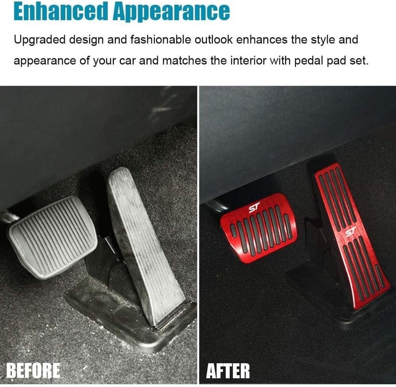 LEXLEY 2PCS Anti-Slip Aluminum Brake Gas Pedal Pads for Ford Explorer 2020-2025 - Red - Image 3