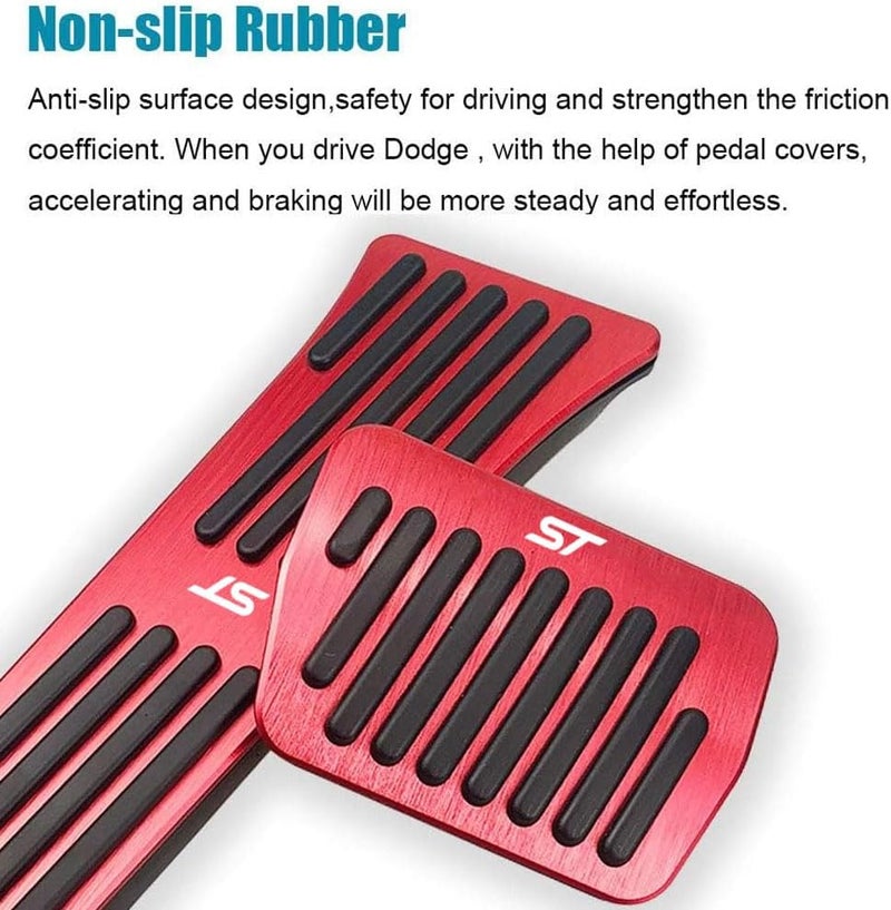 LEXLEY 2PCS Anti-Slip Aluminum Brake Gas Pedal Pads for Ford Explorer 2020-2025 - Red - Image 5