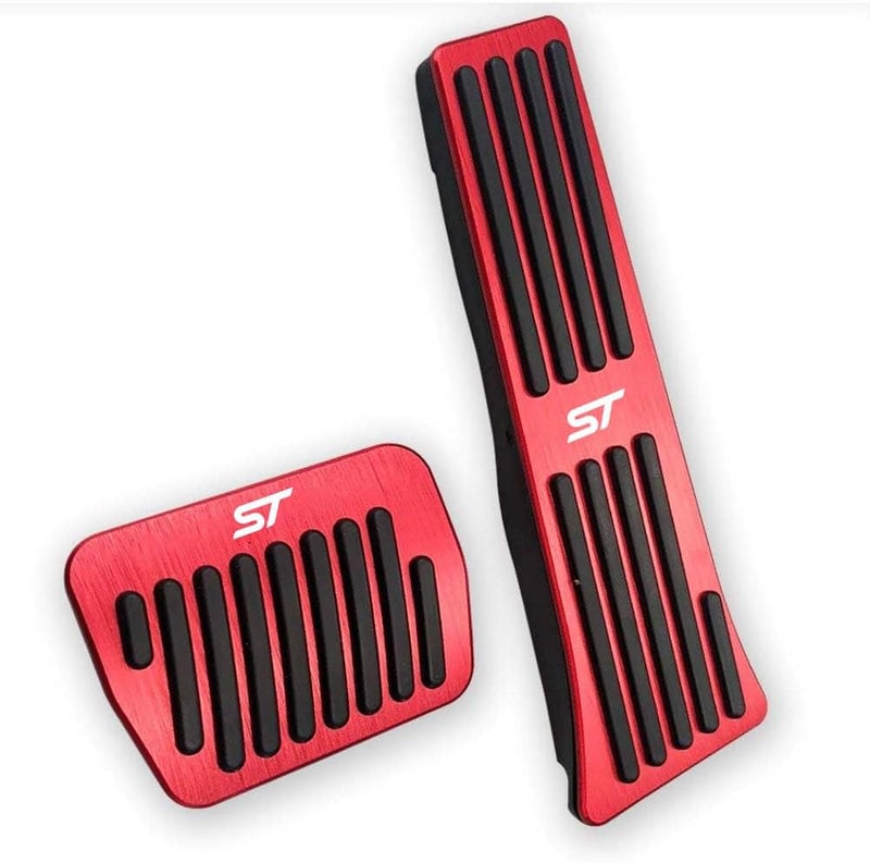 LEXLEY 2PCS Anti-Slip Aluminum Brake Gas Pedal Pads for Ford Explorer 2020-2025 - Red - Image 1