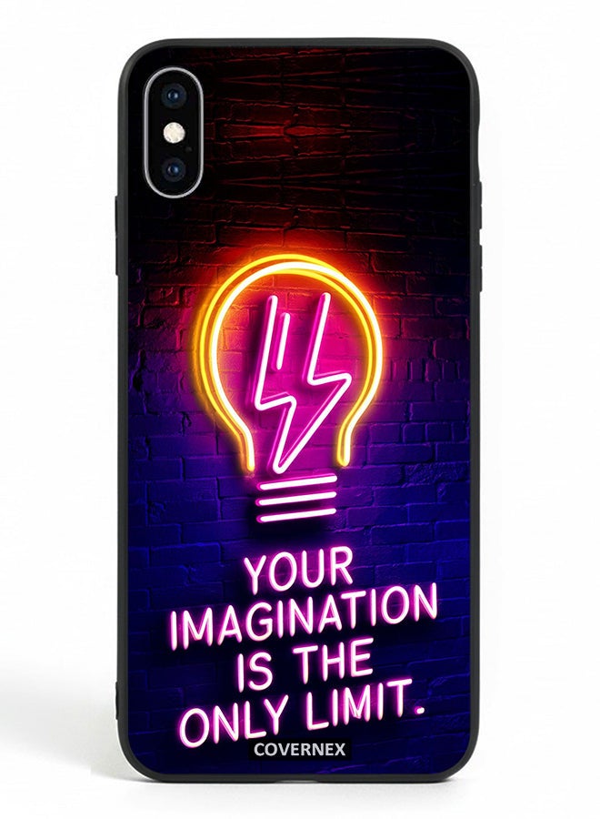 Covernex Apple iPhone X Protective Case Cover Printed Featuring Your Imagination Is The Only Limit Neon Lightbulb - Image 2