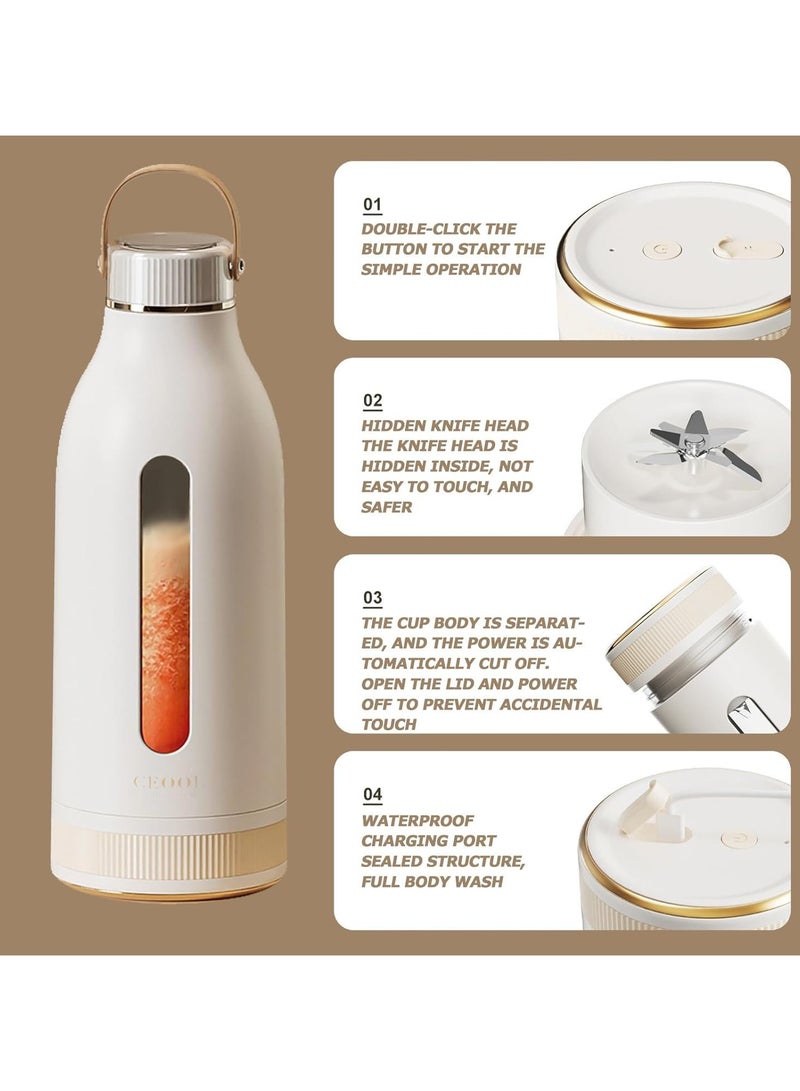 Portable Cordless Mini Blender with Type-C Rechargeable Battery, 380ml Cup for Shakes and Smoothies  - Image 2