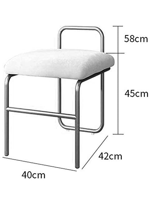 INDIAN DECOR INDIAN DECOR 46669 Chair Vanity Stool Square Upholstered Chair Seat Footstool Bench Dressing Table Makeup Velvet MetalGray  - Image 2