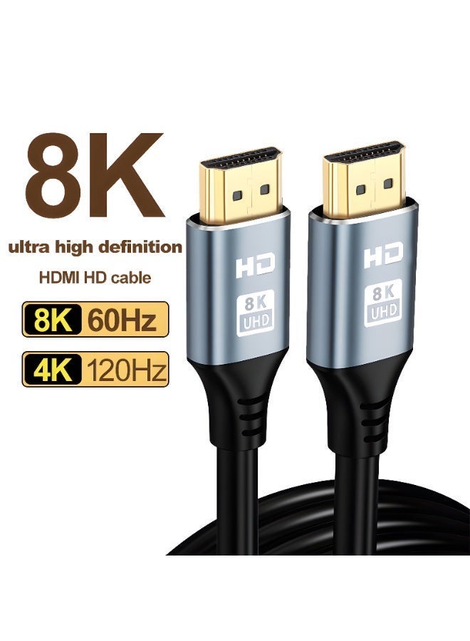 سيزمي ✦ كابل HDMI 2.1 فائق السرعة | يدعم 8K@60Hz و4K@120Hz | سرعة 48Gbps | HDR10 | VRR وALLM وeARC | موصلات مطلية بالذهب | نقل صوت وصورة | مناسب للتلفزيون والشاشات وأجهزة العرض وأجهزة الألعاب والكمبيوتر | اللون رمادي | بطول 2 متر - Image 2