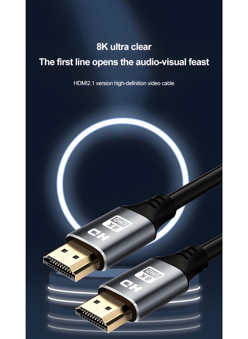 سيزمي ✦ كابل HDMI 2.1 فائق السرعة | يدعم 8K@60Hz و4K@120Hz | سرعة 48Gbps | HDR10 | VRR وALLM وeARC | موصلات مطلية بالذهب | نقل صوت وصورة | مناسب للتلفزيون والشاشات وأجهزة العرض وأجهزة الألعاب والكمبيوتر | اللون رمادي | بطول 2 متر - Image 1