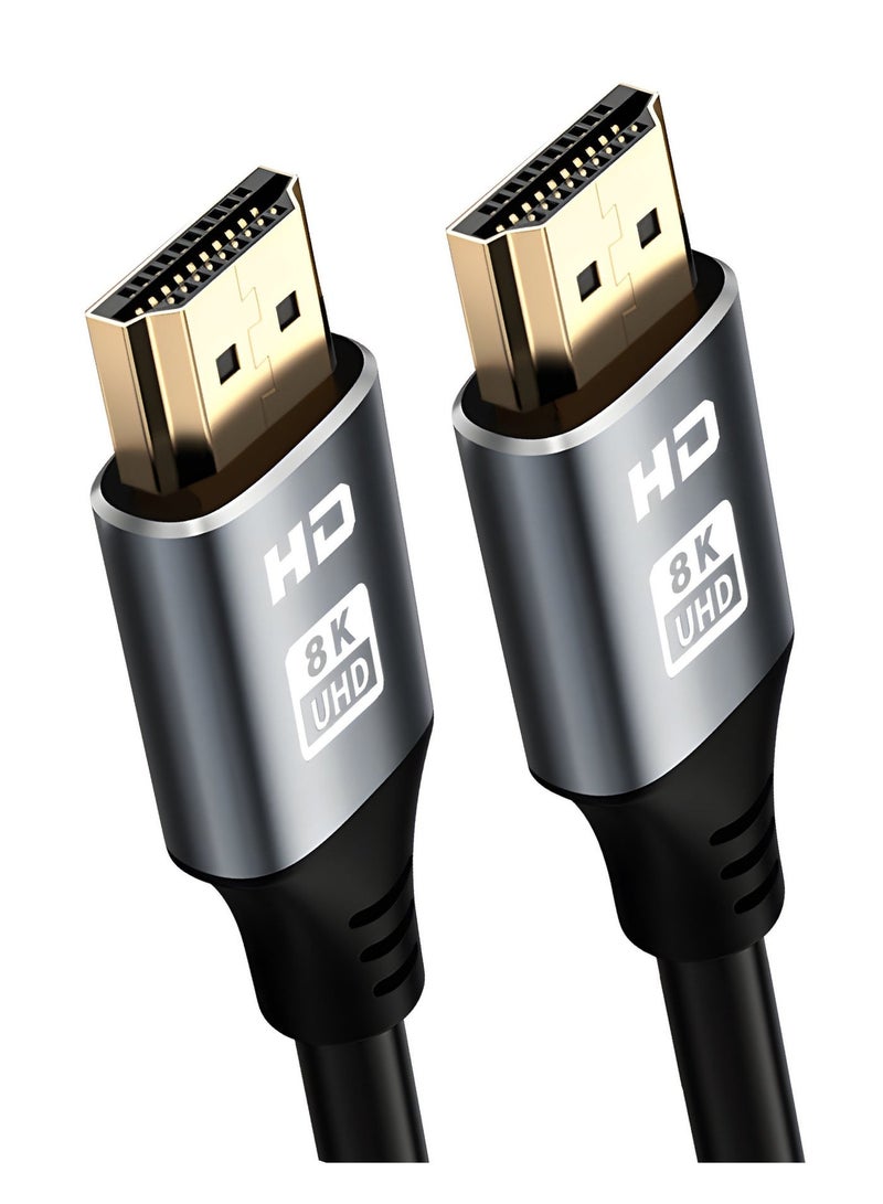 سيزمي ✦ كابل HDMI 2.1 فائق السرعة | يدعم 8K@60Hz و4K@120Hz | سرعة 48Gbps | HDR10 | VRR وALLM وeARC | موصلات مطلية بالذهب | نقل صوت وصورة | مناسب للتلفزيون والشاشات وأجهزة العرض وأجهزة الألعاب والكمبيوتر | اللون رمادي | بطول 2 متر - Image 3