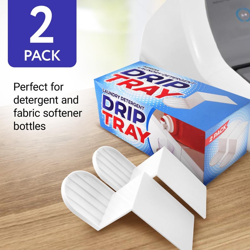 IMPRESA Laundry Detergent Cup Holder & Laundry Drip Catcher - 2-Pack, White Plastic - Slides Under Tub for Universal Detergent Drip Tray & Spill Prevention - Image 3