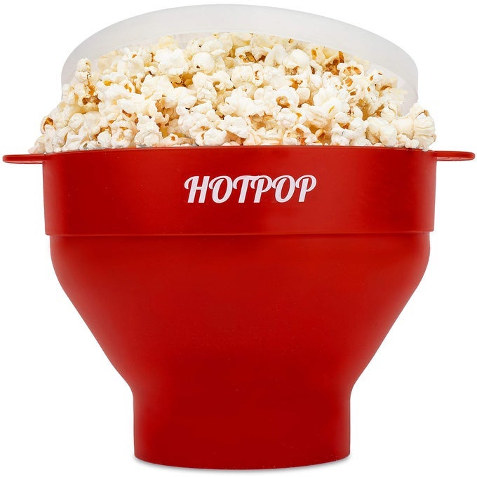 THE ORIGINAL SILICONE POPCORN MAKER MICROWAVE POPCORN POPPER COLLAPSIBLE BOWL HEATRESISTANT EASY TO CLEAN IDEAL FOR FAMILY MOVIE NIGHTS 15CUP CAPACITY CHERRY