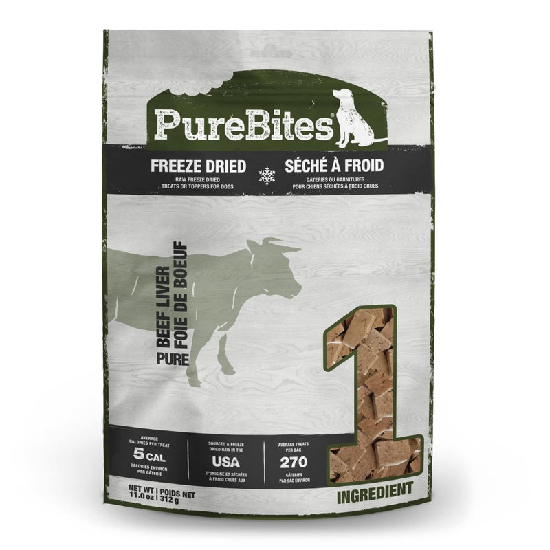 PureBites Beef Freeze Dried Dog Treats, 1 Ingredient, Made in USA, 11oz - Image 1