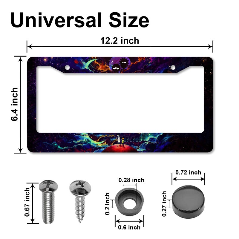DGDRHZ Anime License Plate Framesï¼ŒAnime Car Accessories for Women and Men ï¼ŒCute License Plate Holderï¼ŒAluminum License Plate Frame Fits Standard US Vehicles Size 12.2 x 6 Inch (Black-2pcs) - Image 2