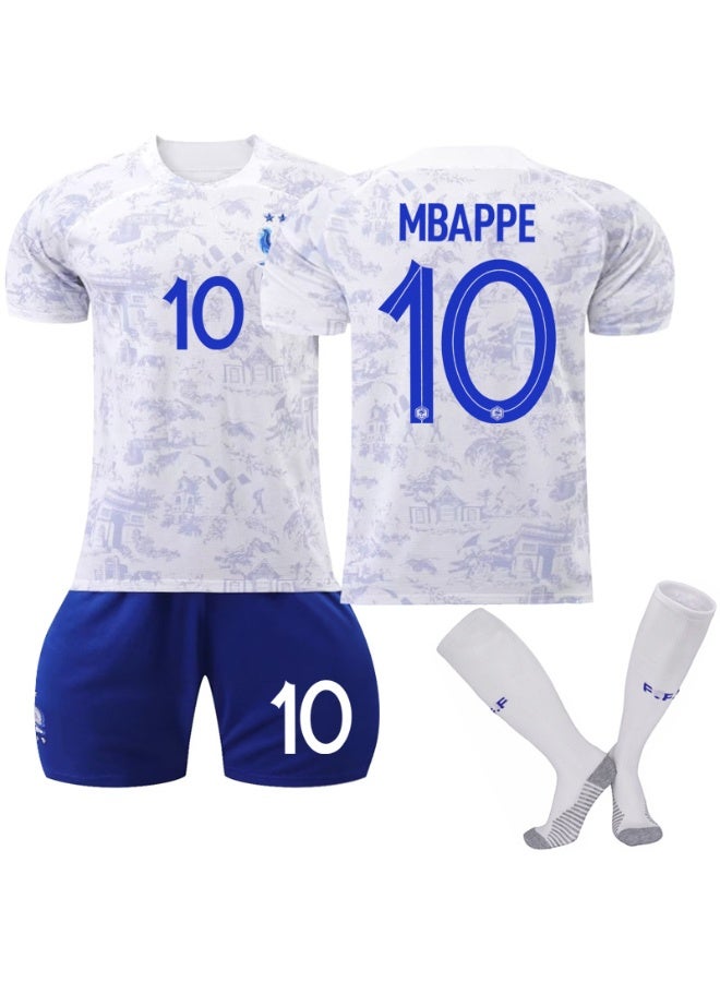فرنسا 2022 كأس العالم فرنسا #10 مبابي كرة القدم جيرسي السراويل الجوارب مجموعة الأطفال حجم والكبار حجم الهدايا للجماهير والأصدقاء - Image 1
