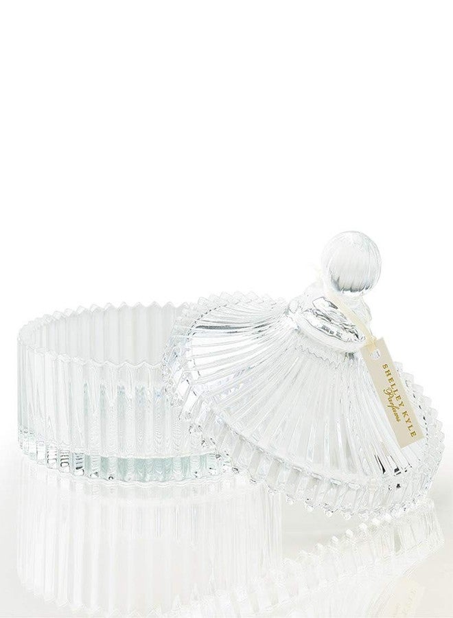 Shelley Kyle Large Handmade Lambs Wool Dusting Powder Puff 7x7 Inches with Elegant Crystal Dish - Image 3