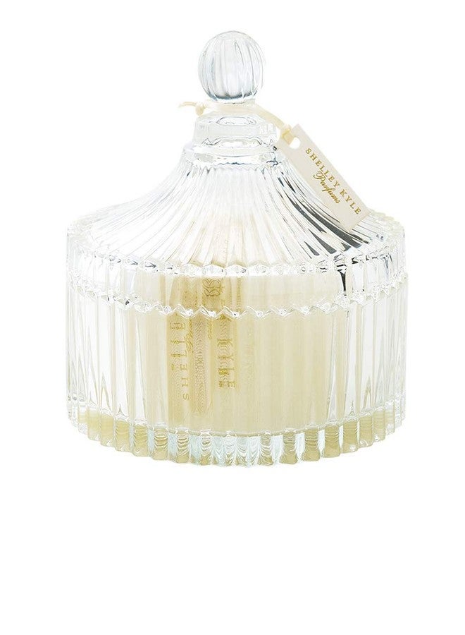 Shelley Kyle Large Handmade Lambs Wool Dusting Powder Puff 7x7 Inches with Elegant Crystal Dish - Image 2