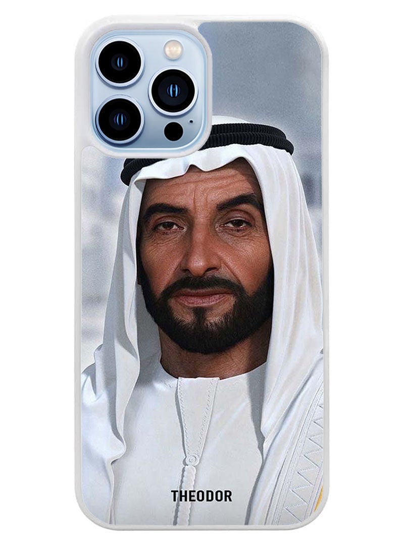 Theodor غطاء حماية لهاتف أبل آيفون 14 برو ماكس الشيخ زايد 1 (مصد أبيض) - Image 1