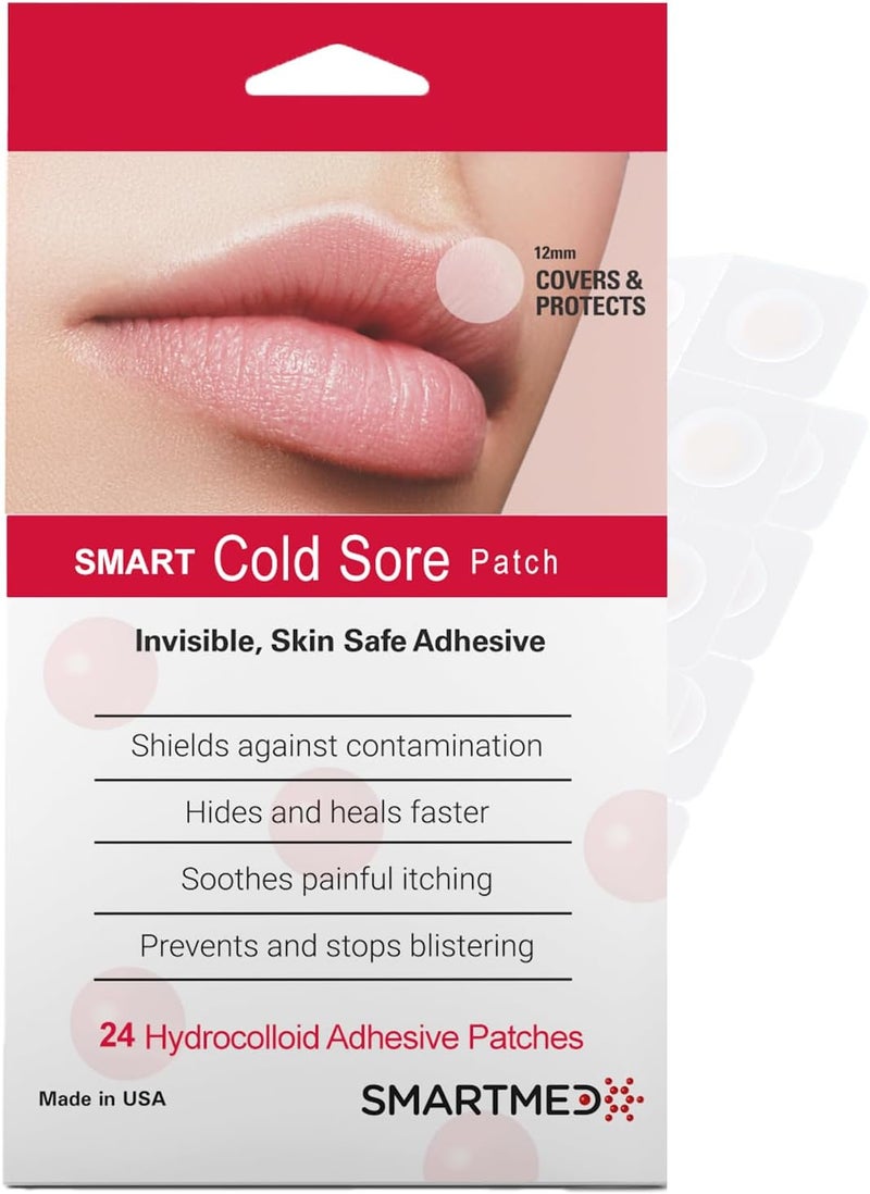 Smart Cold Sore Treatment Patch Help Prevent Breakouts, Soothe Itching and Burning | Discrete, Invisible, Skin Safe Adhesive [24 Patches]