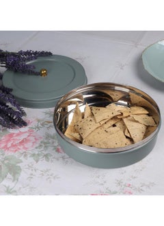 Elan Elan Stainless Steel Casserole Roti Box Chapatti Hotpot & Hot Case - 1500ml | Moss Green Design | Food Grade | Ideal for Serving and Storage | Easy to Carry  - Image 3