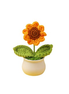 Bukela Knitted Yarn Sunflower Potted Artificial Flower Desk Decor Perfect Gift for Teacher’s Day or Graduation  - Image 1