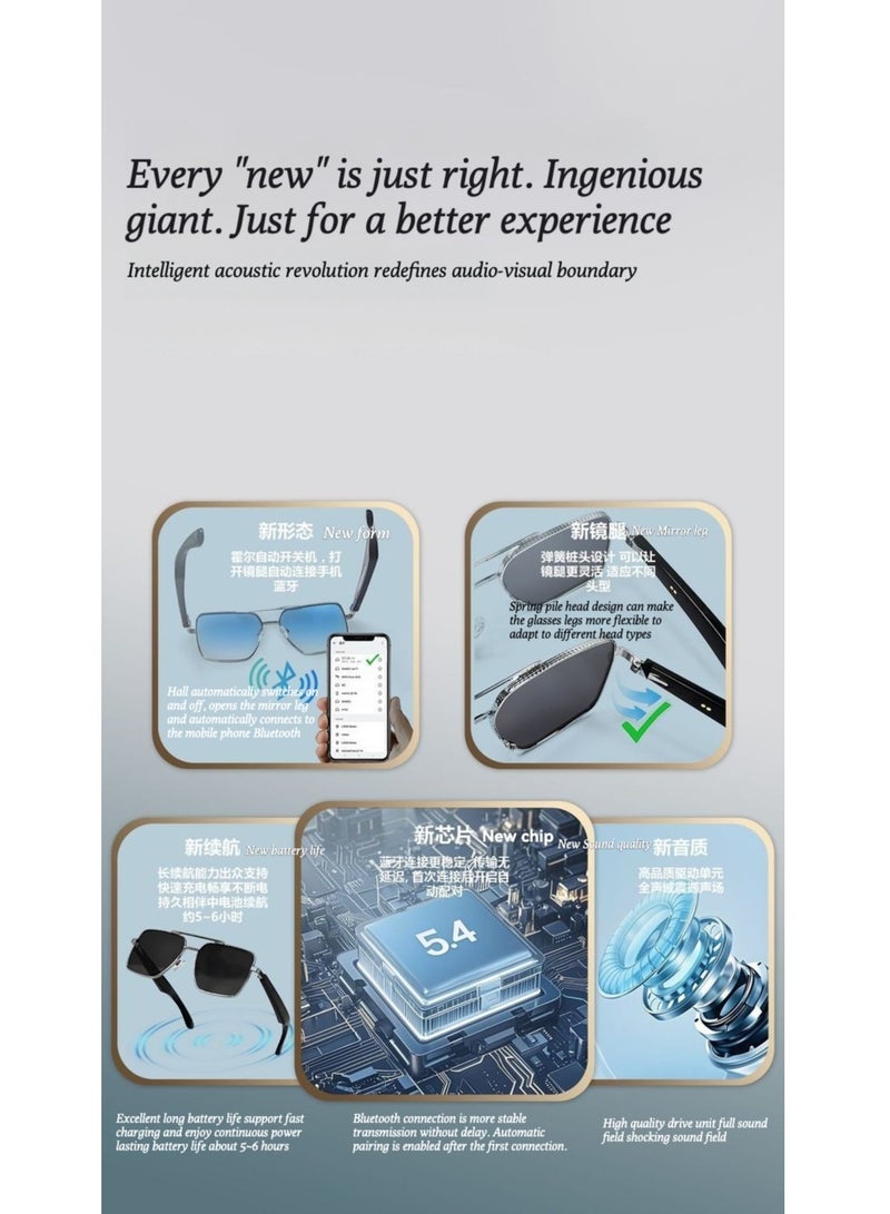 Smart glasses, AI real-time translation glasses, men's ai glasses, driving square frames, smart sunglasses, black technology - Image 5