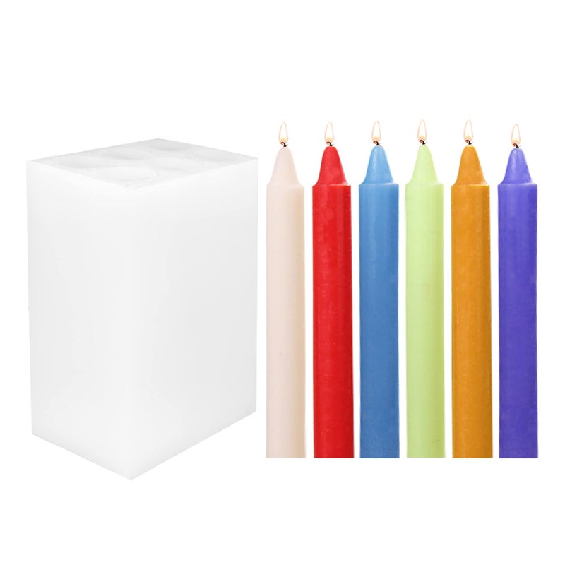 ZAKVOOR 6 Holes Candle Molds Long Cylinder Shape Silicone Resin Mould for Scented Candle Gypsum Resin Casting Clay Wax Handmade Crafts