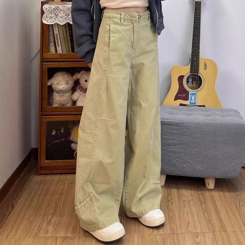 Vintage Classic European-American Design Daily Commute Jeans Beige Size_L - Image 3