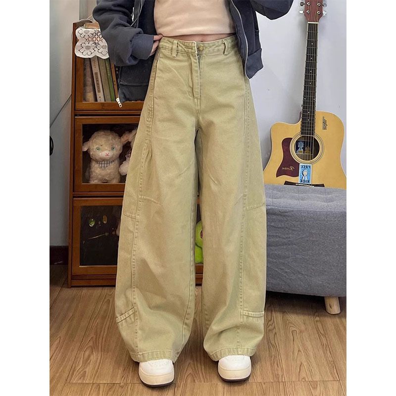 Vintage Classic European-American Design Daily Commute Jeans Beige Size_L - Image 1