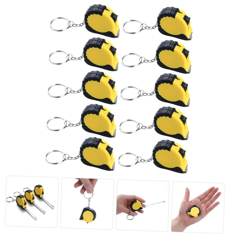10 Piece Mini Keychain Tape Measure Set Retractable Steel Pocket Ruler For Daily Measurements - Image 5