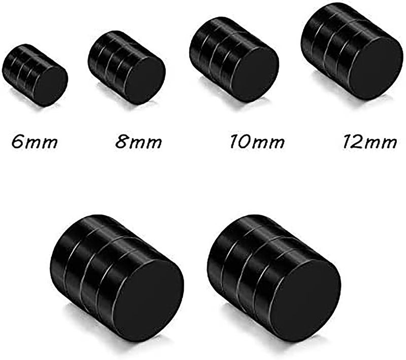 SIISPRI YZstyle 4-5 Pairs 6-12mm Black Stainless Steel Magnetic Fake Gauges Earring Studs for Men Women Non Pierced Earrings,Hypoallergenic (Black(6-12mm 4 Pairs)) - Image 4