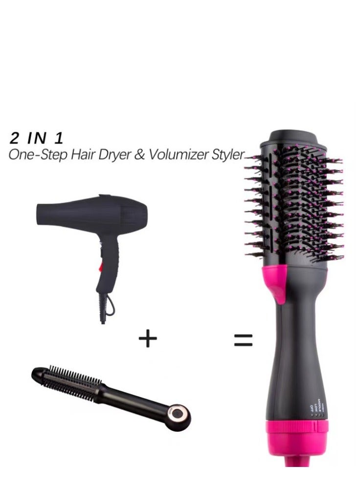 Generic 1000 Watt Hair Dryer Brush Ceramic Dryer And Styler 2 In 1 Professional Black/Pink  - Image 3