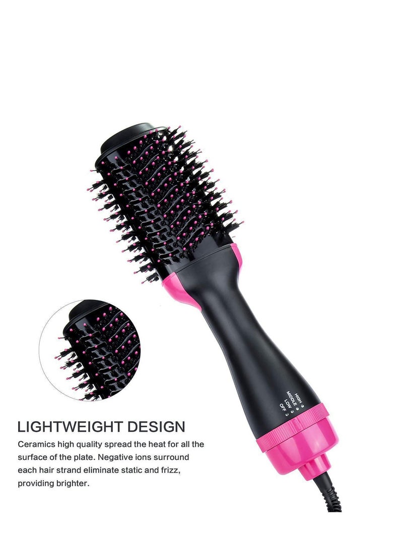 Generic 1000 Watt Hair Dryer Brush Ceramic Dryer And Styler 2 In 1 Professional Black/Pink  - Image 2