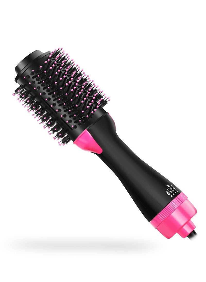 Generic 1000 Watt Hair Dryer Brush Ceramic Dryer And Styler 2 In 1 Professional Black/Pink  - Image 1