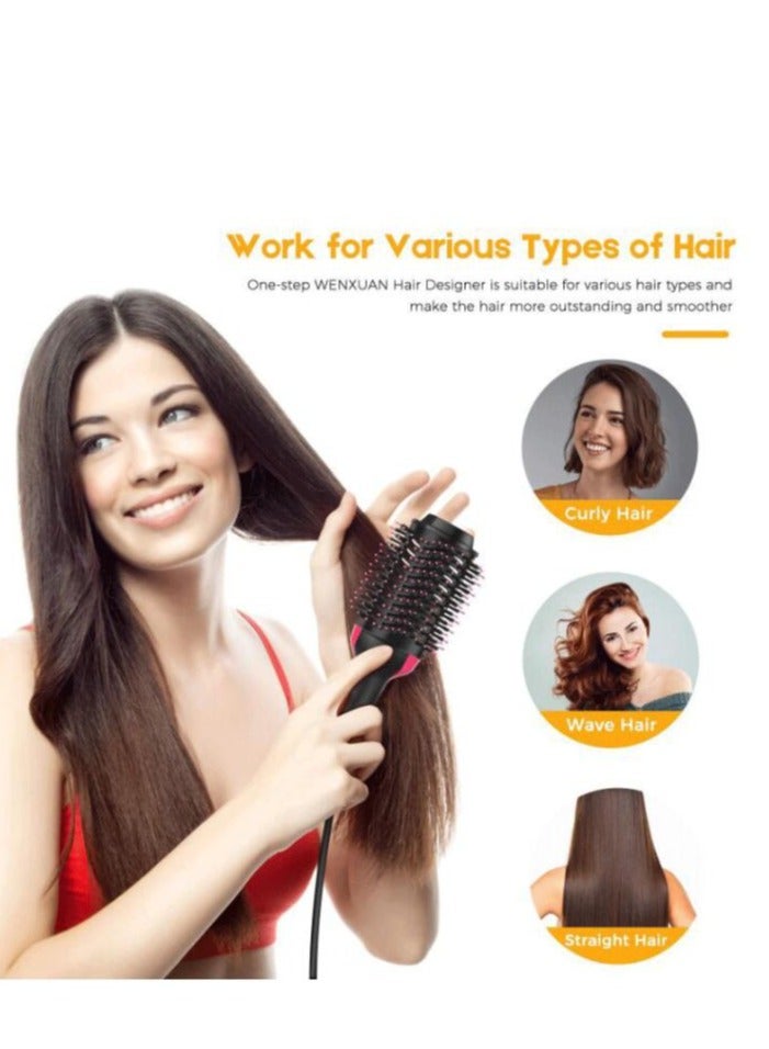 Generic 1000 Watt Hair Dryer Brush Ceramic Dryer And Styler 2 In 1 Professional Black/Pink  - Image 5