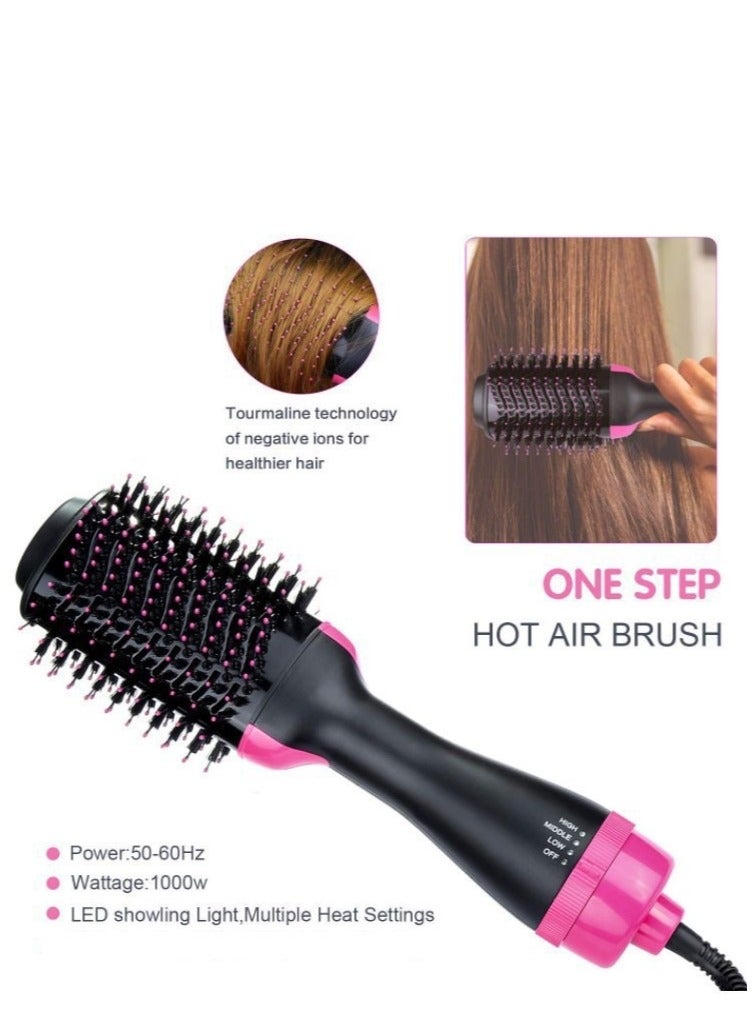 Generic 1000 Watt Hair Dryer Brush Ceramic Dryer And Styler 2 In 1 Professional Black/Pink  - Image 4