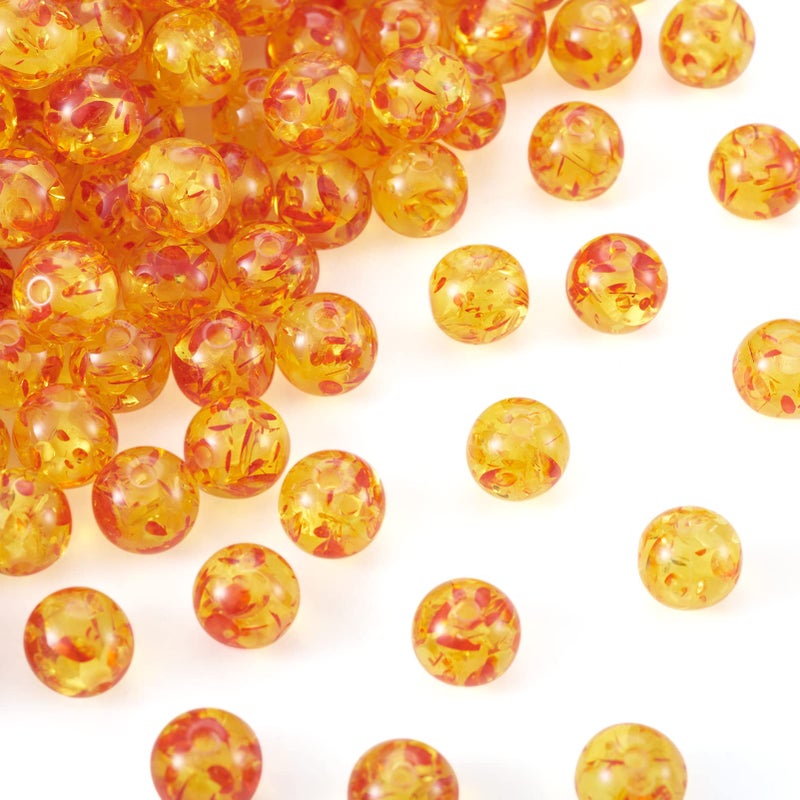 Craftdady 100Pcs 8mm Chunky Bubblegum Resin Beads Faux Amber Round Ball Loose Spacer Beads Colorful for Jewelry Making Hole 2mm