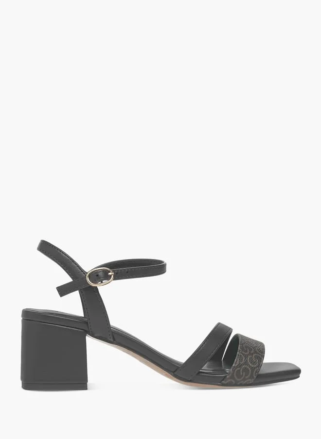 سيليست Womens Logo Detail Sandals with Block Heels and Buckle Closure