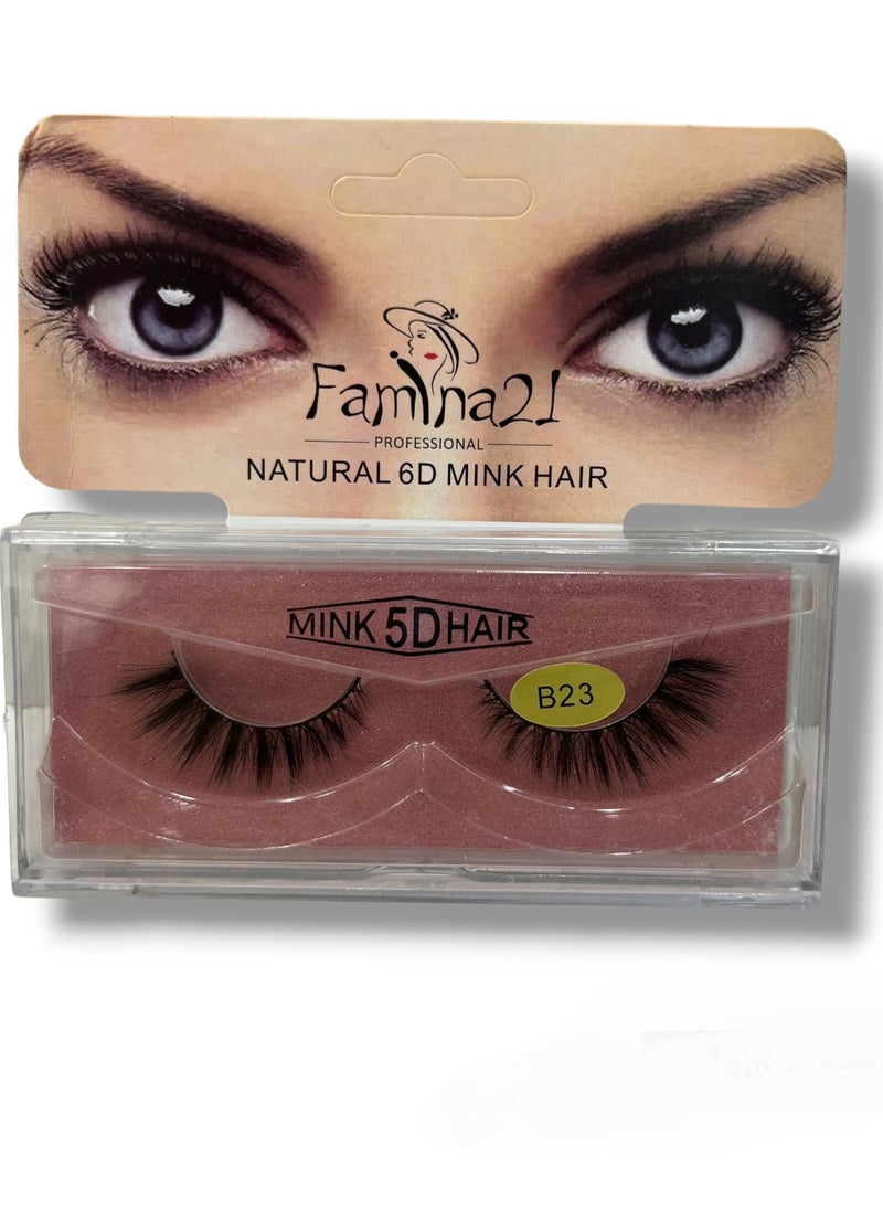 FAMINA21 Famina21 Natural 6D/5D Mink Hair Eyelashes - Set of 30 Models (B23) 