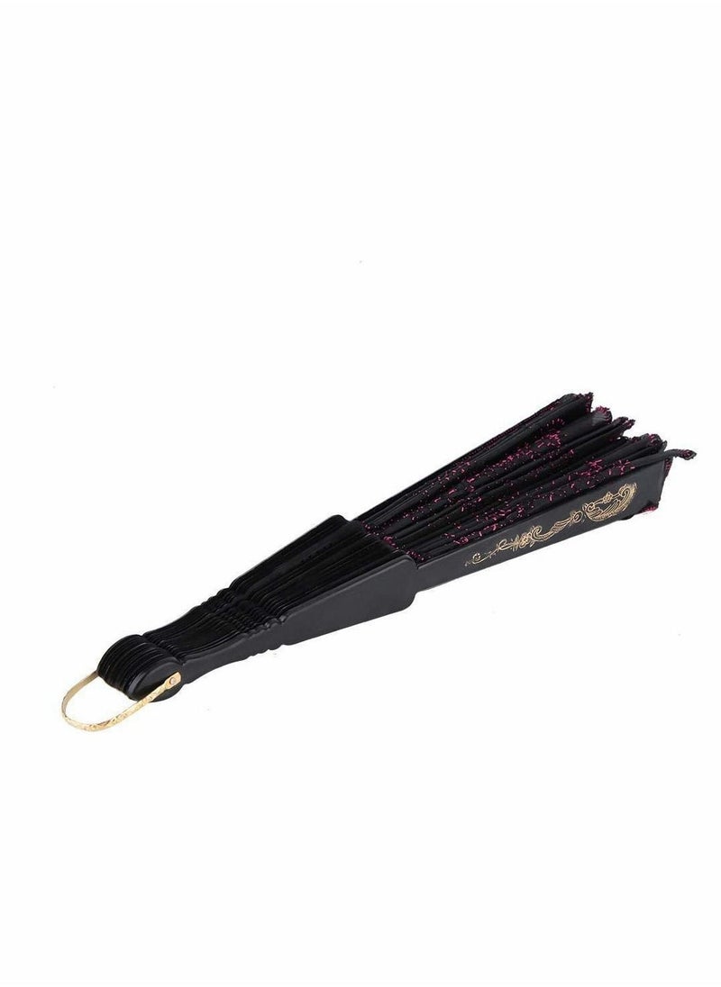 Excefore Embroidered Sequin Folding Fan, Chinese Japanese Wedding Party Gifts Dance Props Home Decor Holiday Gifts 5 Pcs  - Image 4