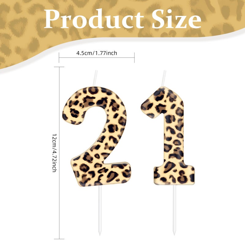 iNINGER Leopard Print Number 24 Candles, Cheetah Birthday Cake Candles, Animal Print Party Decorations - Image 2