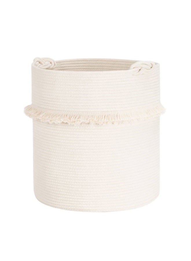 CherryNow Extra Large Woven Storage Baskets – 17'' x 16'' Cotton Rope Decorative Hamper for Magazine, Toys, Blankets, and Laundry, Cute Tassel Nursery Decor - Home Storage Container Off-white  - Image 1