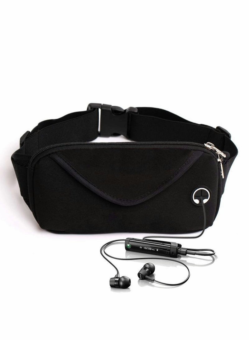 KASTWAVE Running Fanny Pack, Slim Waist Bag with Phone Holder for Men and Women, Suitable for Walking Hiking Workout Traveling Cycling, Fit for All Cell Phones, Black  - Image 1